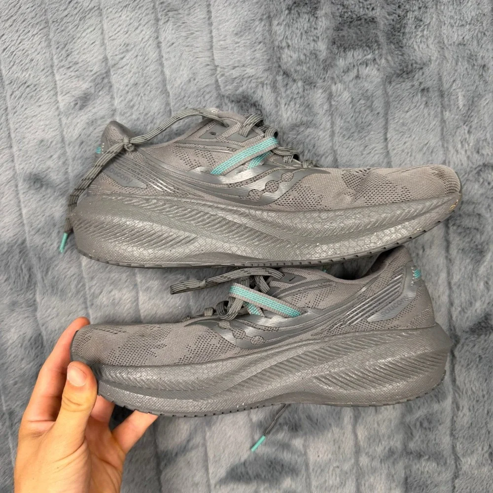 Saucony Triumph 20 Mens Grey Teal Running Shoes S20759-101 Size 9